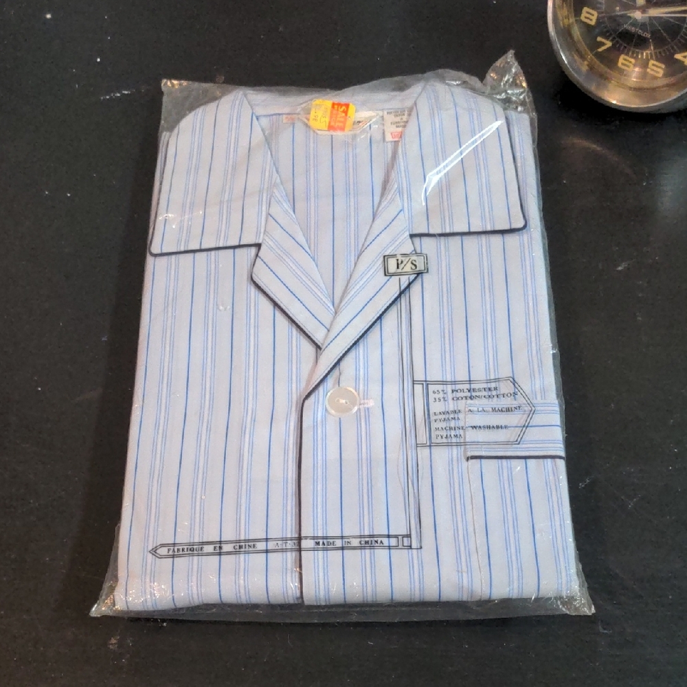 Vintage Men's Light Blue Striped Shirt